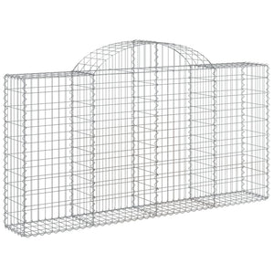 Gabionen mit Hochbogen 13Stk. 200x30x100/120cm Verzinktes Eisen