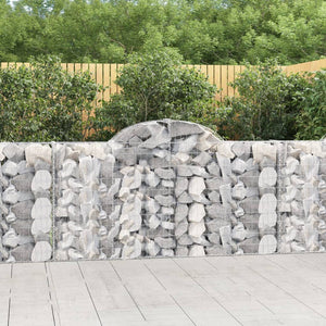 Gabionen mit Hochbogen 13Stk. 200x30x100/120cm Verzinktes Eisen