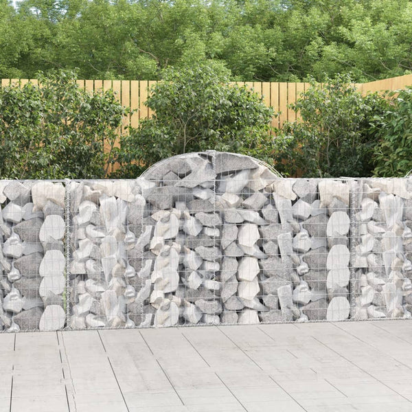 Gabionen mit Hochbogen 13Stk. 200x30x100/120cm Verzinktes Eisen