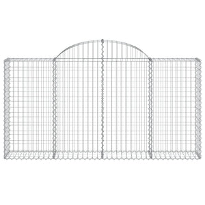 Gabionen mit Hochbogen 14Stk. 200x30x100/120cm Verzinktes Eisen