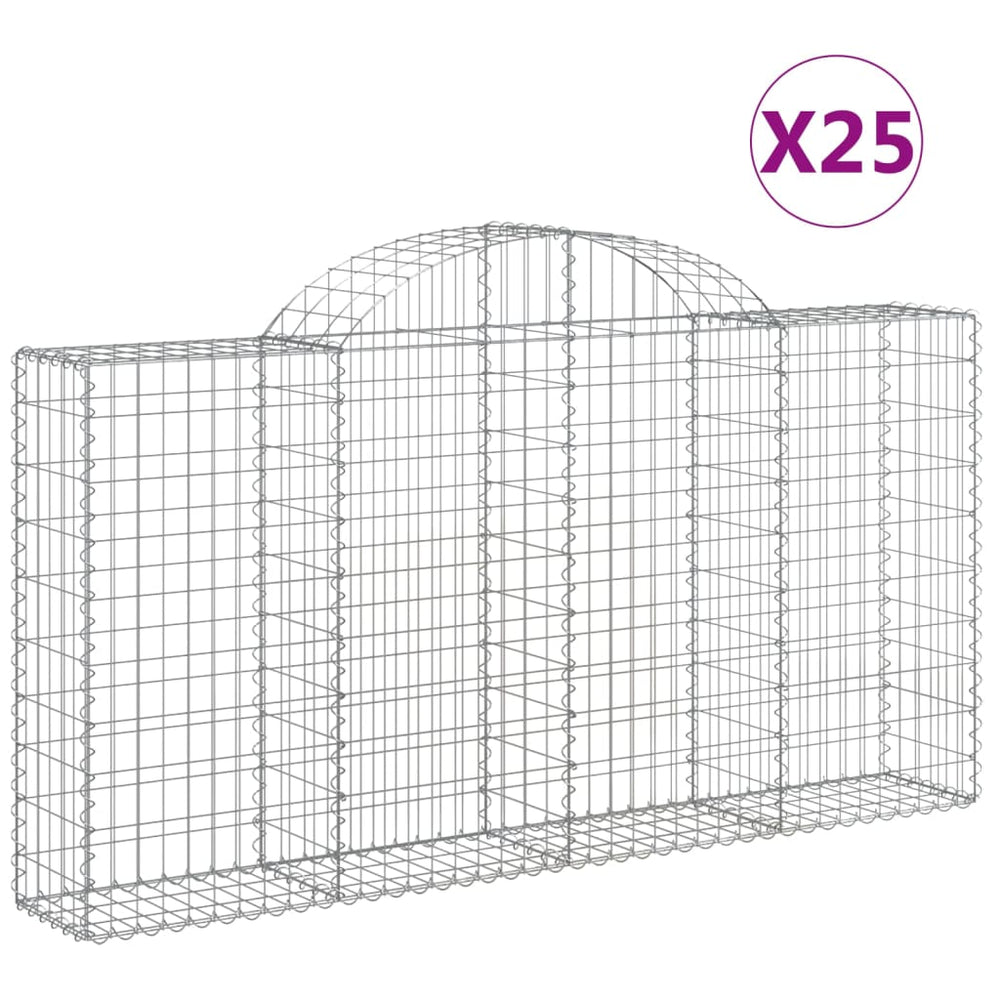 vidaXL Gabions with Arch 25 pcs. 200x30x100/120cm Galvanized Iron