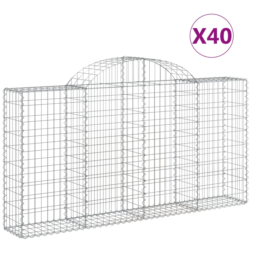 vidaXL Gabions à arc élevé 40 pcs 200x30x100/120 cm Fer galvanisé