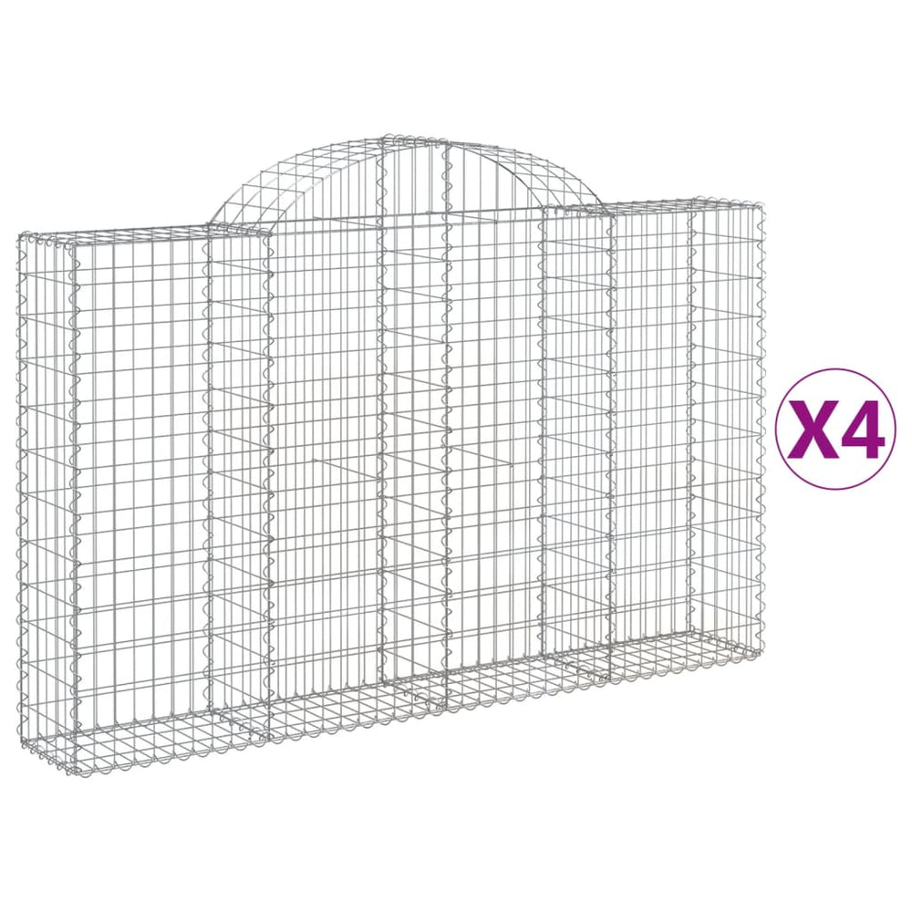 vidaXL Gabions with Arch 4 pcs 200x30x120/140 cm Galvanised Iron