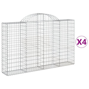Gabionen mit Hochbogen 4 Stk. 200x30x120/140cm Verzinktes Eisen