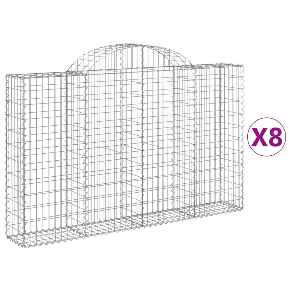 vidaXL Gabions avec arche haute 8 pcs 200x30x120/140cm Fer galvanisé