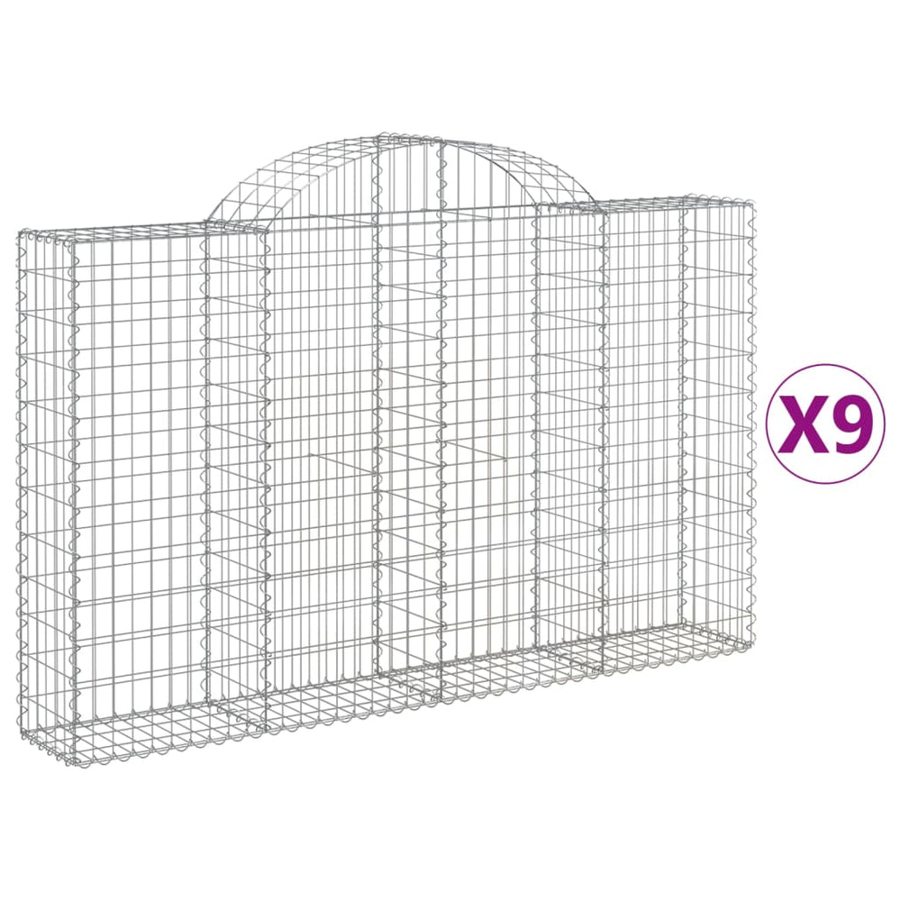 vidaXL Gabions avec arche 9 pcs 200x30x120/140cm Fer galvanisé