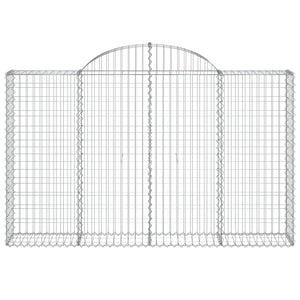 Gabionen mit Hochbogen 11Stk. 200x30x120/140cm Verzinktes Eisen