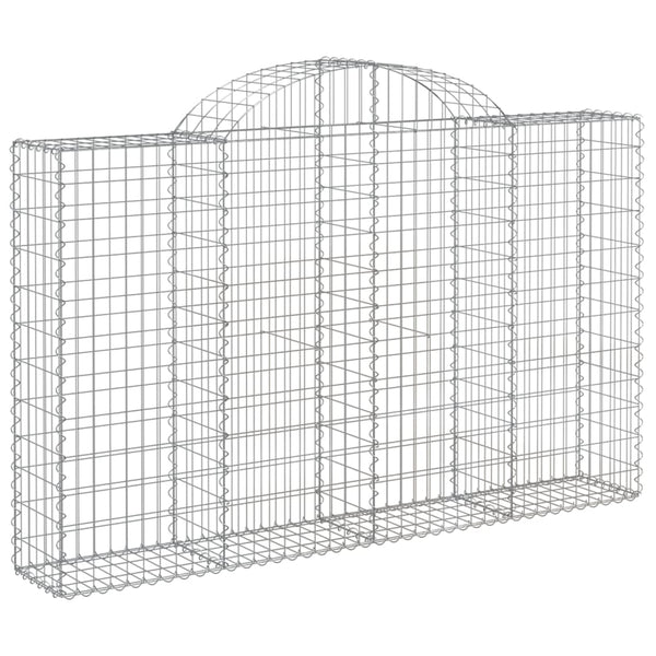 Gabionen mit Hochbogen 13Stk. 200x30x120/140cm Verzinktes Eisen