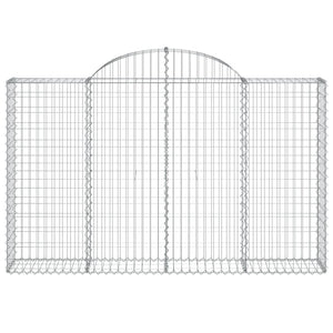 Gabionen mit Hochbogen 13Stk. 200x30x120/140cm Verzinktes Eisen