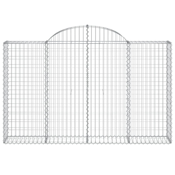 Gabionen mit Hochbogen 13Stk. 200x30x120/140cm Verzinktes Eisen