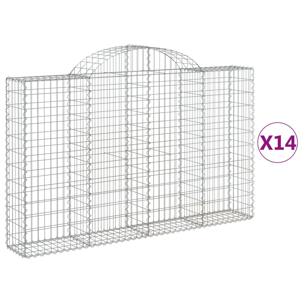 vidaXL Gabions avec arche 14 pcs 200x30x120/140 cm Fer galvanisé