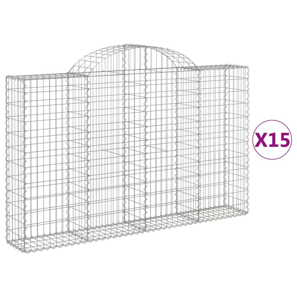vidaXL Gabions avec arche haute 15 pces 200x30x120/140 cm Fer galvanisé