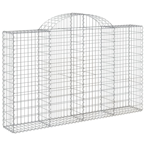 Gabionen mit Hochbogen 15Stk. 200x30x120/140cm Verzinktes Eisen