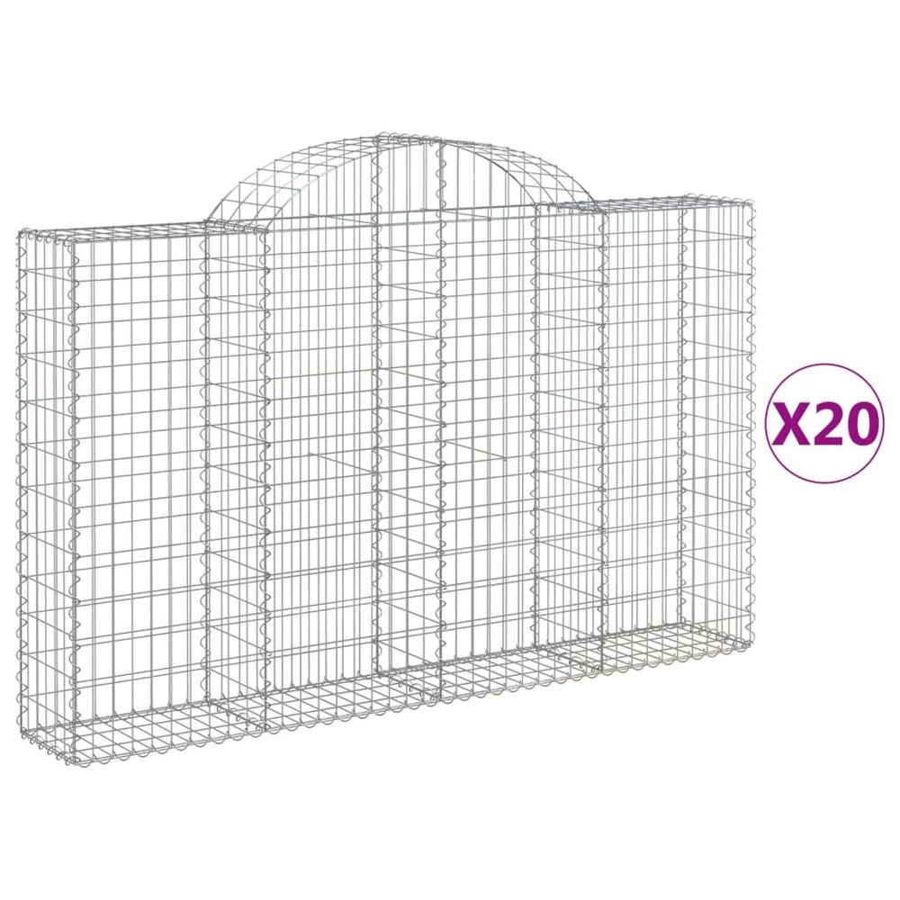 vidaXL Gabions à arc surélevé 20 pcs 200x30x120/140 cm Fer galvanisé