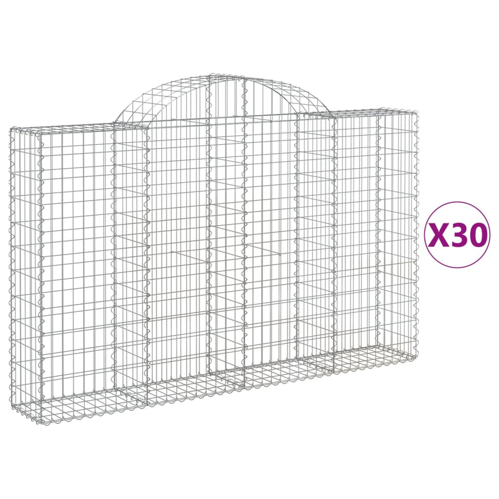 vidaXL Gabions à arche surélevée 30 pcs 200x30x120/140cm Fer galvanisé