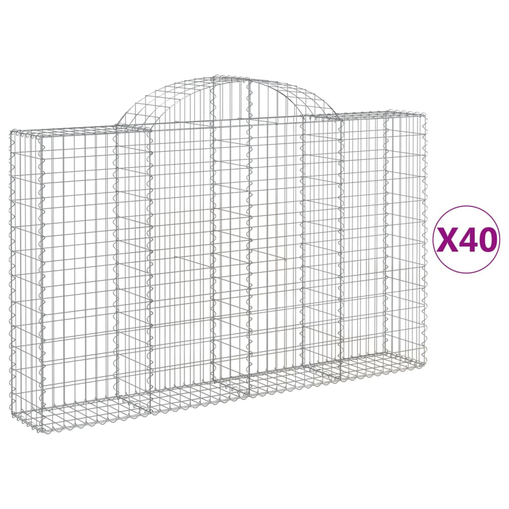 vidaXL Gabions à arc surélevé 40 pcs 200x30x120/140 cm Fer galvanisé