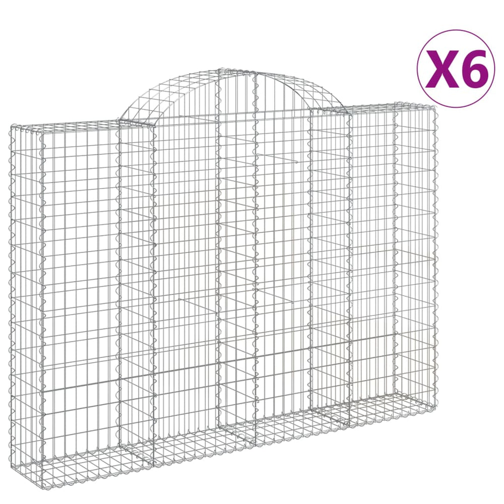 vidaXL Gabions avec arche 6 pcs 200x30x140/160 cm Fer galvanisé