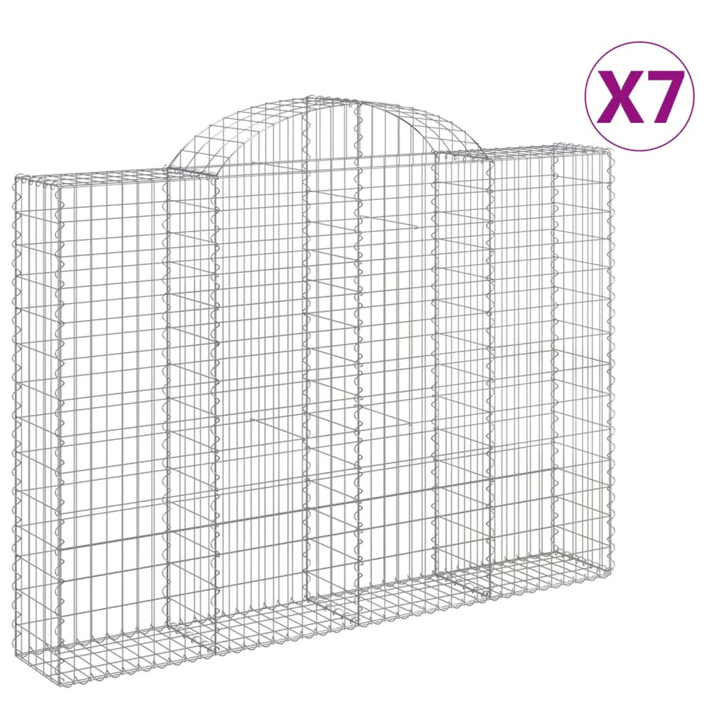 vidaXL Gabions avec arche haute 7 pcs 200x30x140/160cm Fer galvanisé