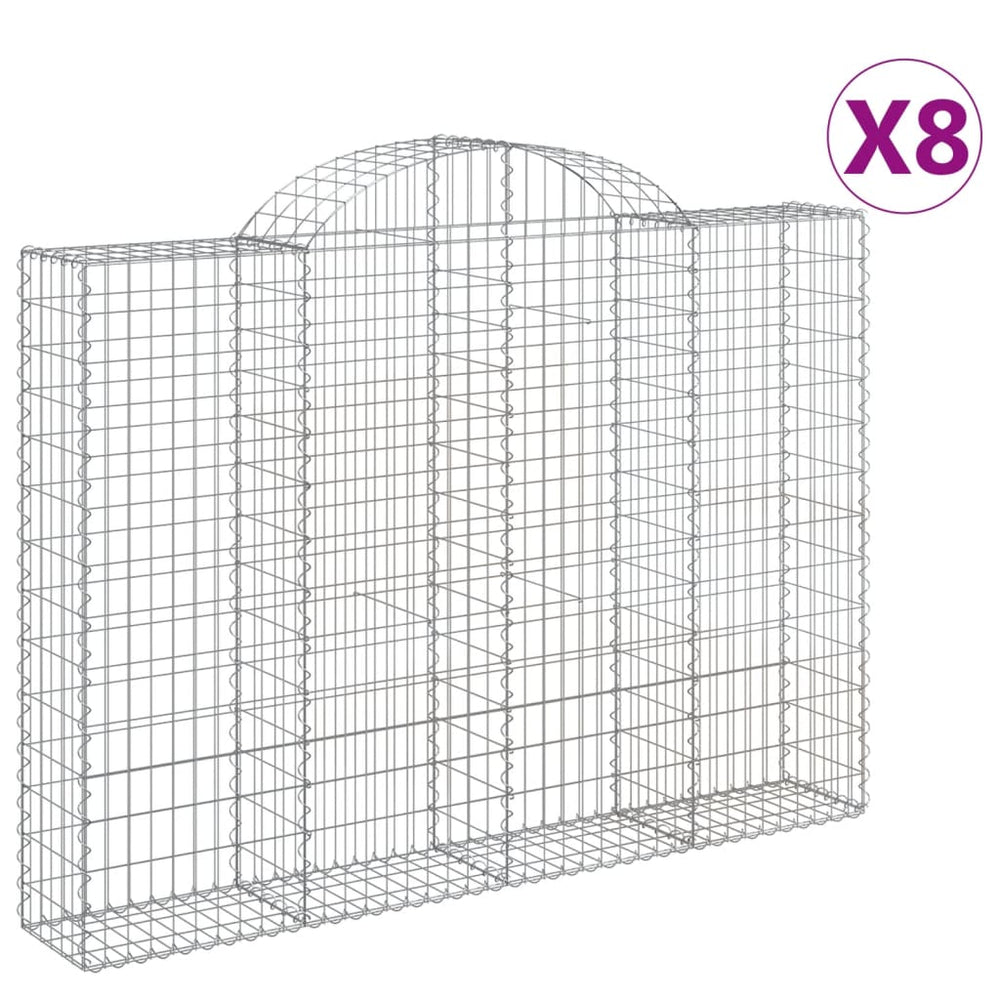 vidaXL Gabions avec arc surélevé 8 pcs 200x30x140/160 cm Fer galvanisé