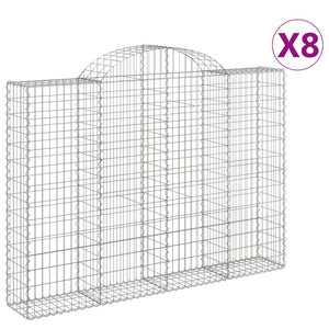 Gabionen mit Hochbogen 8 Stk. 200x30x140/160cm Verzinktes Eisen