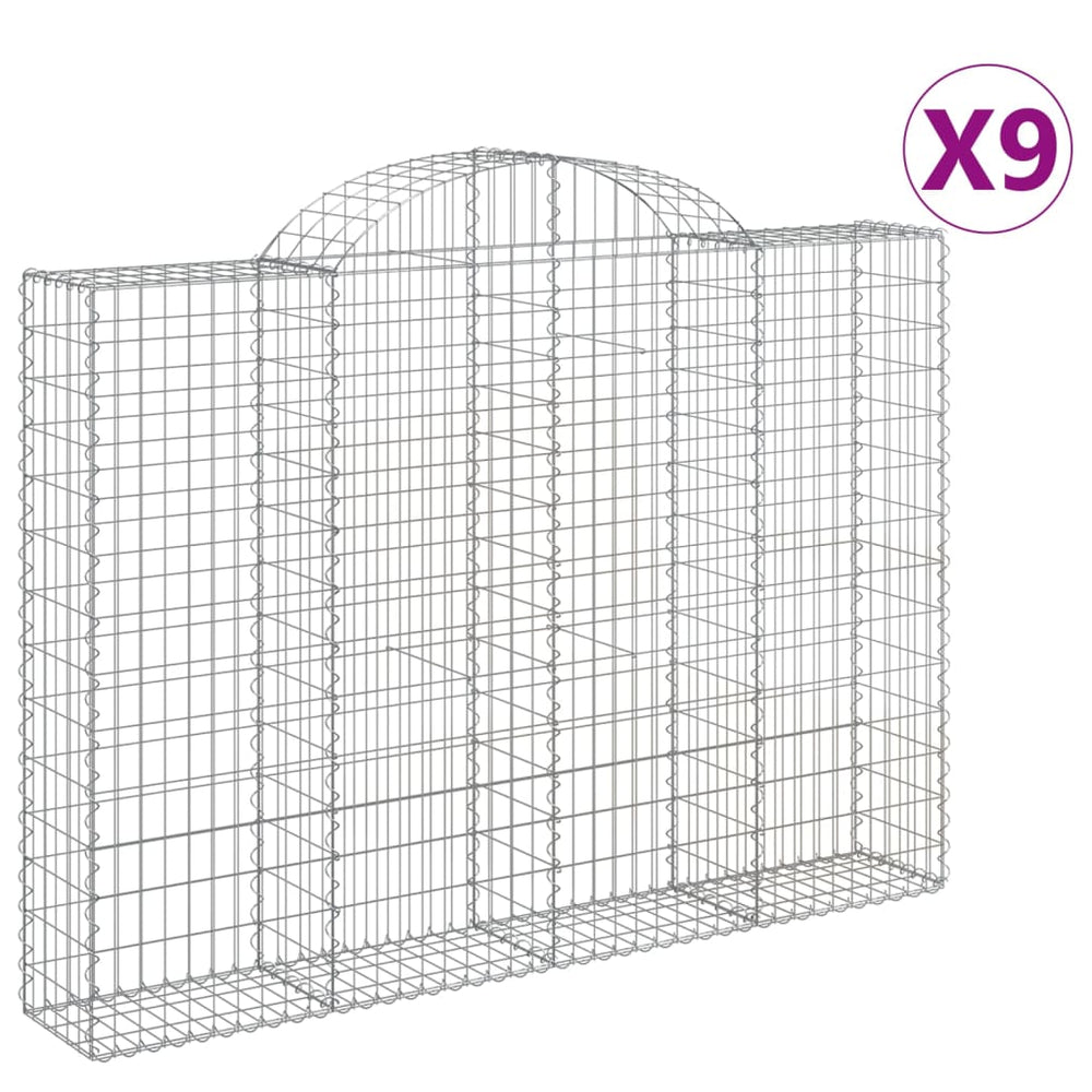 vidaXL Gabions à arc surélevé 9 pcs 200x30x140/160 cm Fer galvanisé