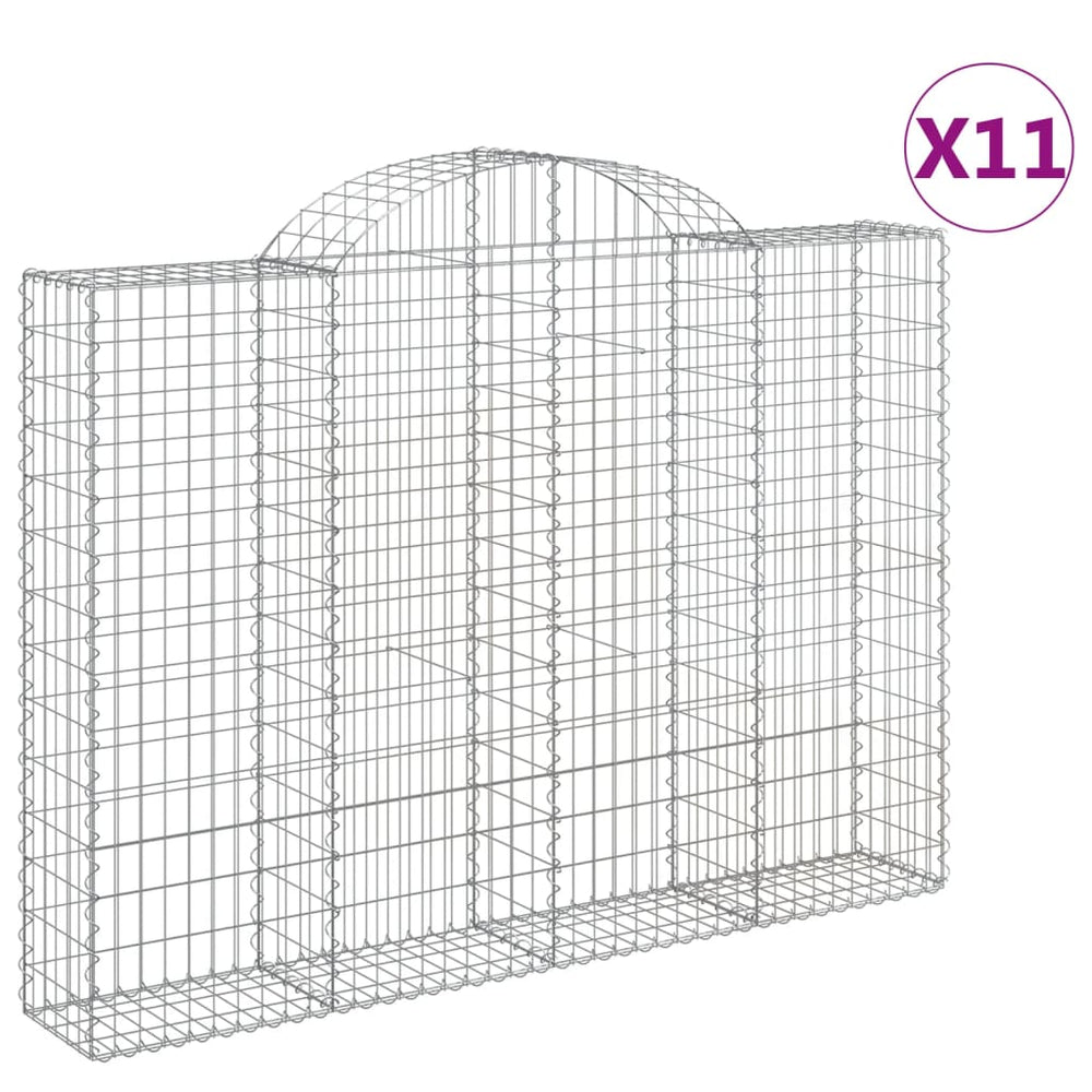 vidaXL Gabions à arc élevé 11 pcs 200x30x140/160cm Fer galvanisé