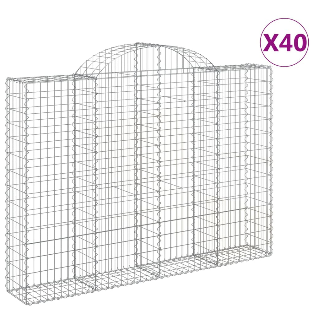 vidaXL Gabions avec arche 40 pièces 200x30x140/160 cm Fer galvanisé