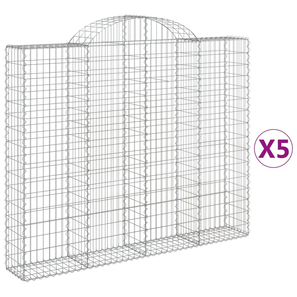 vidaXL Gabions with Arch 5 pcs. 200x30x160/180cm Galvanised Iron