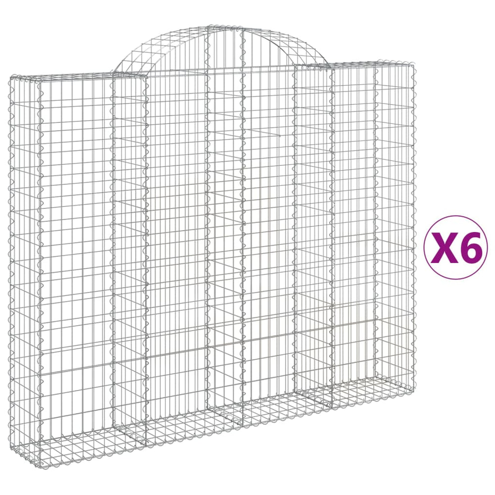 vidaXL Gabions with Arch Top 6 pcs. 200x30x160/180cm Galvanized Iron