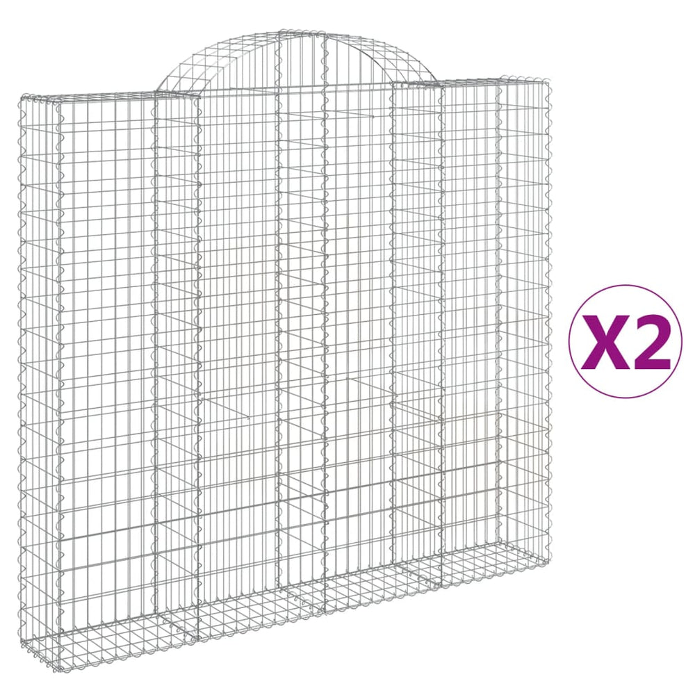 vidaXL Gabions with Arched Top 2 pcs. 200x30x180/200cm Galvanized Iron