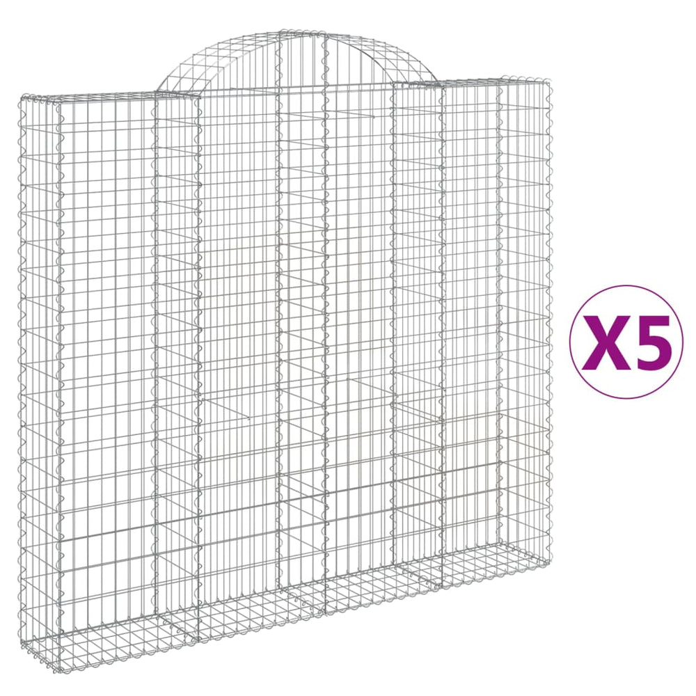 vidaXL Gabions with Arch 5 pcs. 200x30x180/200cm Galvanised Iron