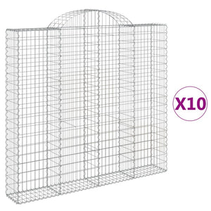 Gabionen mit Hochbogen 10 Stk 200x30x180/200cm Verzinktes Eisen