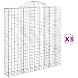 Gabionen mit Hochbogen 3 Stk. 200x30x200/220cm Verzinktes Eisen
