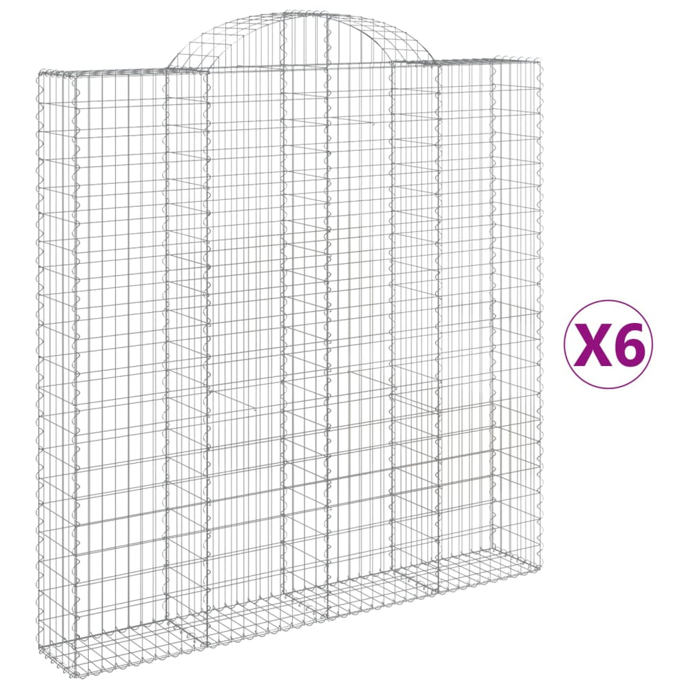 Gabionen mit Hochbogen 6 Stk. 200x30x200/220cm Verzinktes Eisen