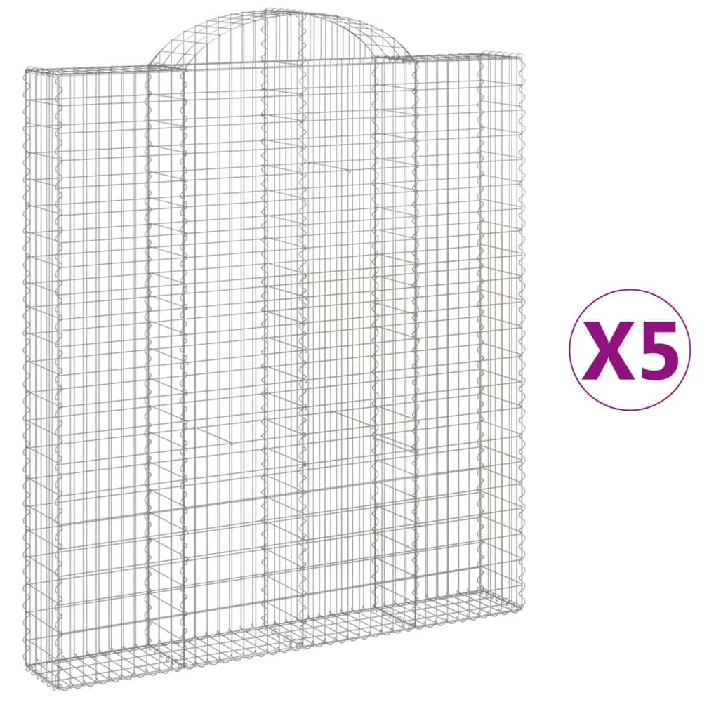 vidaXL Gabions avec arche haute 5 pcs. 200x30x220/240 cm Fer galvanisé