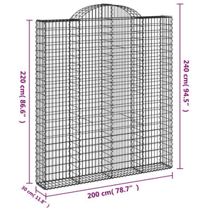 Gabionen mit Hochbogen 5 Stk. 200x30x220/240cm Verzinktes Eisen