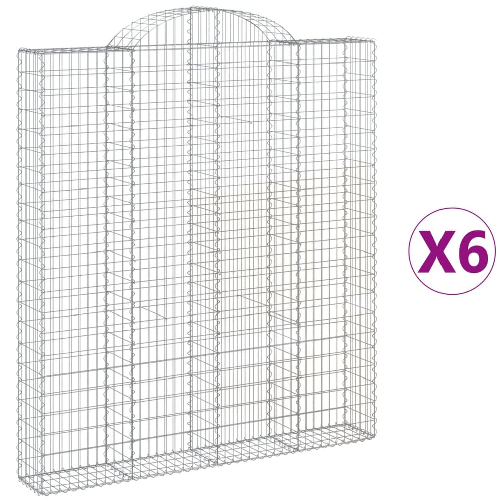 vidaXL Gabions avec arche 6 pcs 200x30x220/240 cm Fer galvanisé
