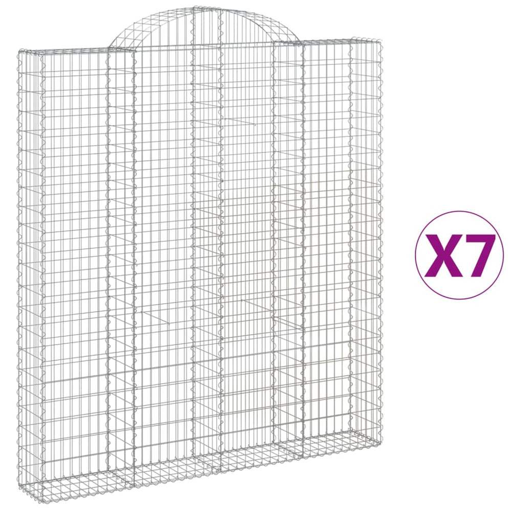vidaXL Gabions avec arche 7 pcs 200x30x220/240 cm Fer galvanisé