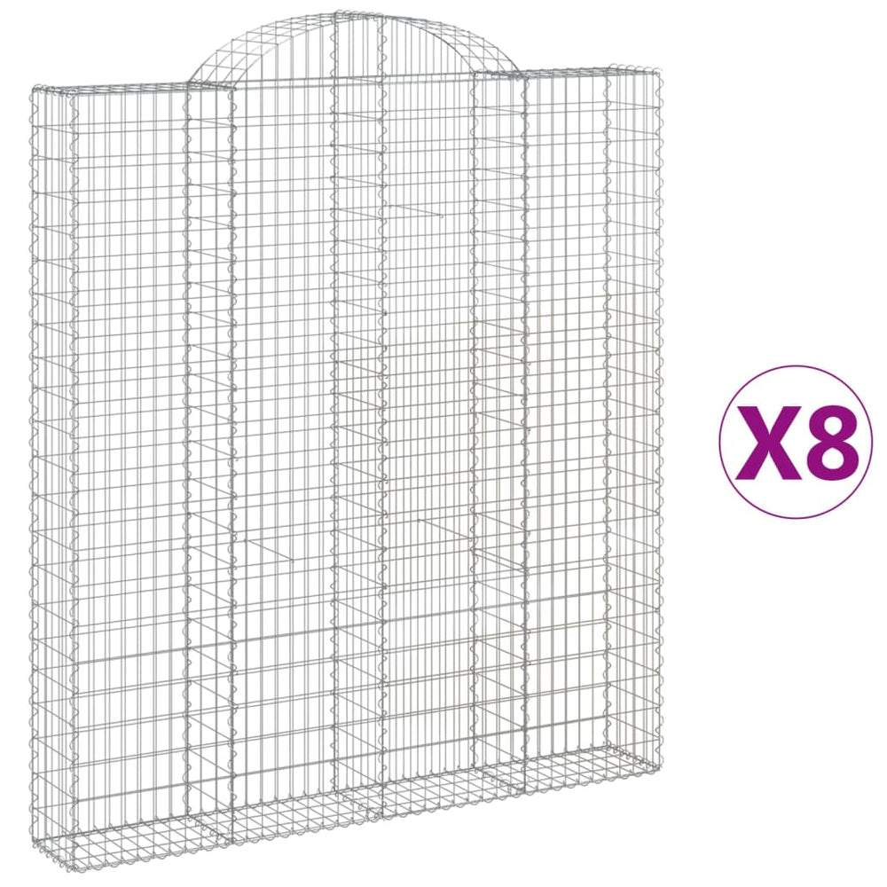 vidaXL Gabions avec arche surélevée 8 pcs 200x30x220/240 cm Fer galvanisé