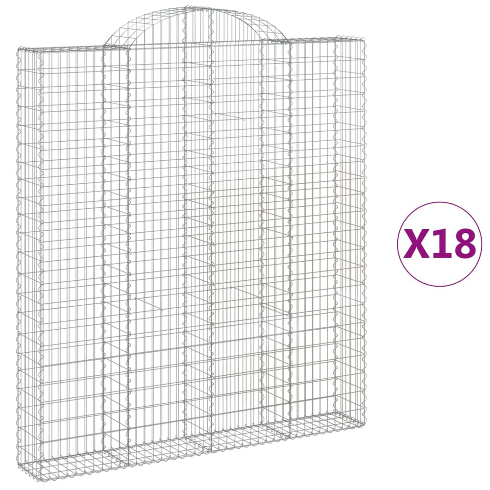 vidaXL Gabions avec arche haute 18 pcs 200x30x220/240 cm Fer galvanisé