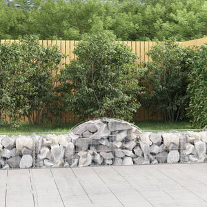Gabionen mit Hochbogen 9 Stk. 200x50x40/60 cm Verzinktes Eisen