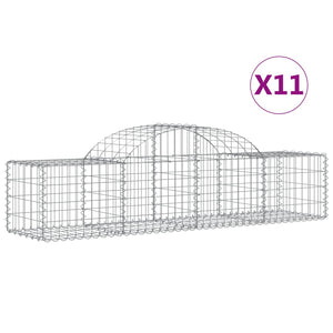Gabionen mit Hochbogen 11 Stk. 200x50x40/60 cm Verzinktes Eisen