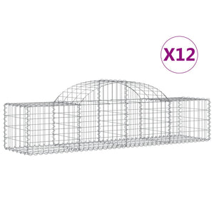 Gabionen mit Hochbogen 12 Stk. 200x50x40/60 cm Verzinktes Eisen