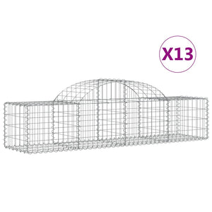 Gabionen mit Hochbogen 13 Stk. 200x50x40/60 cm Verzinktes Eisen