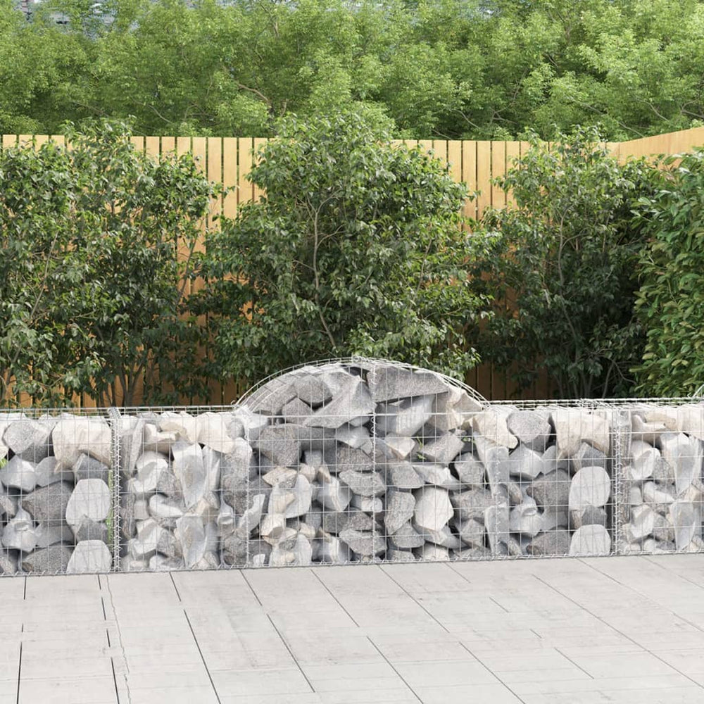 Gabionen mit Hochbogen 8 Stk. 200x50x60/80 cm Verzinktes Eisen