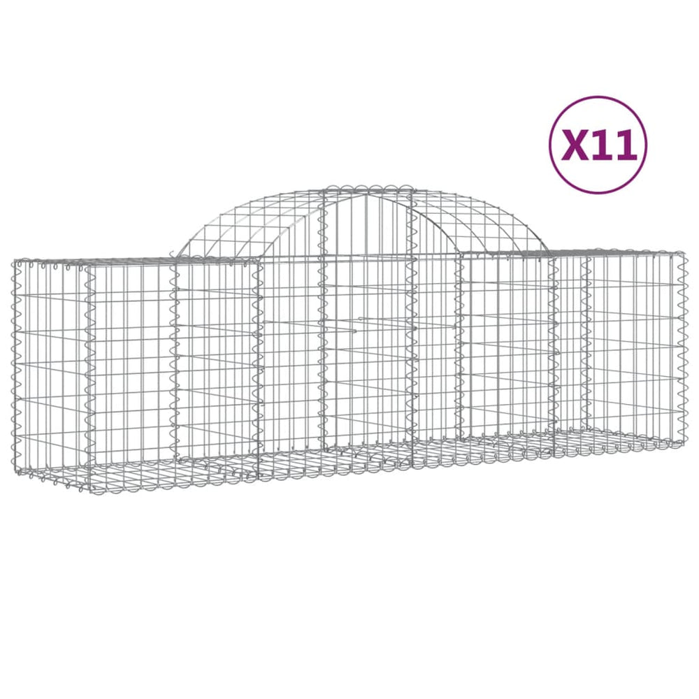 Gabionen mit Hochbogen 11 Stk. 200x50x60/80 cm Verzinktes Eisen