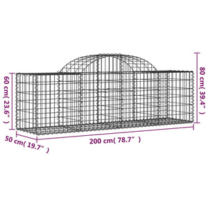 Gabionen mit Hochbogen 11 Stk. 200x50x60/80 cm Verzinktes Eisen