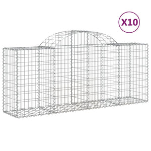 Gabionen mit Hochbogen 10 Stk. 200x50x80/100cm Verzinktes Eisen