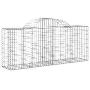 Gabionen mit Hochbogen 14 Stk. 200x50x80/100cm Verzinktes Eisen