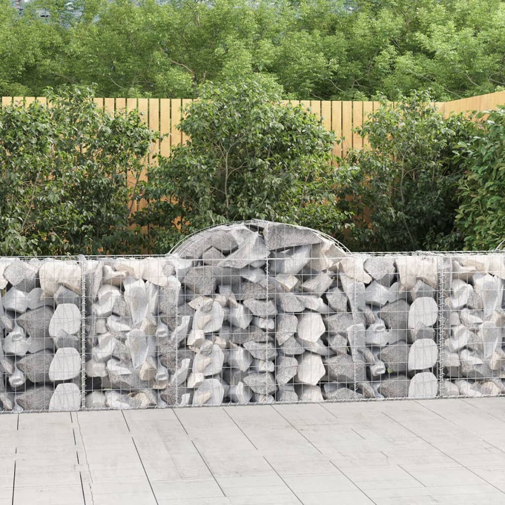 Gabionen mit Hochbogen 15 Stk. 200x50x80/100cm Verzinktes Eisen